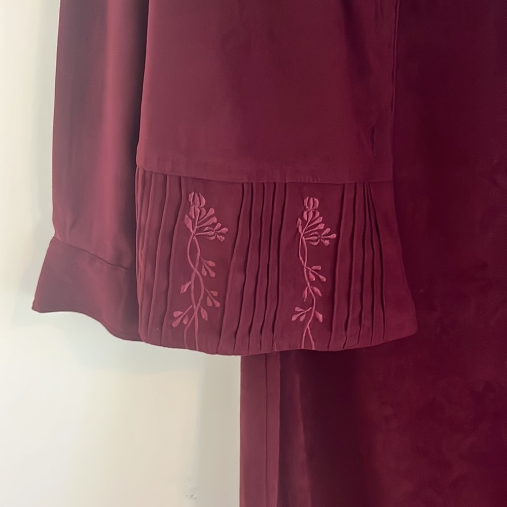 Vintage Coldwater Creek Two Piece Set Dress Jacket Floral Burgundy S 90s cottage - Picture 3 of 10